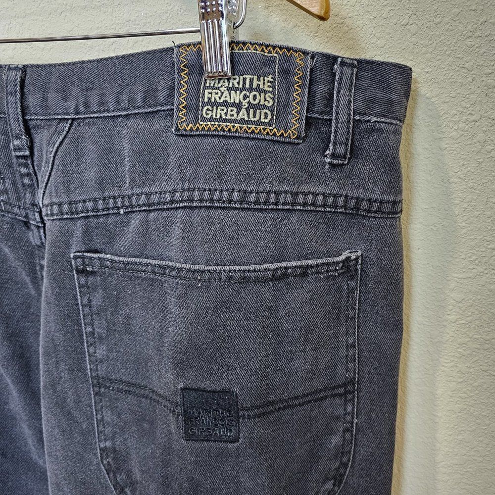 Vintage 90s Marithe Francois Girbaud Faded Baggy Wide Leg Jeans Black Size 42X30 - Picture 5 of 8